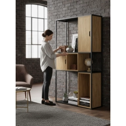 REGAŁ NA KSIĄŻKI METALOWE DREWNO LITE DĄB JESION OLCHA RNK-107